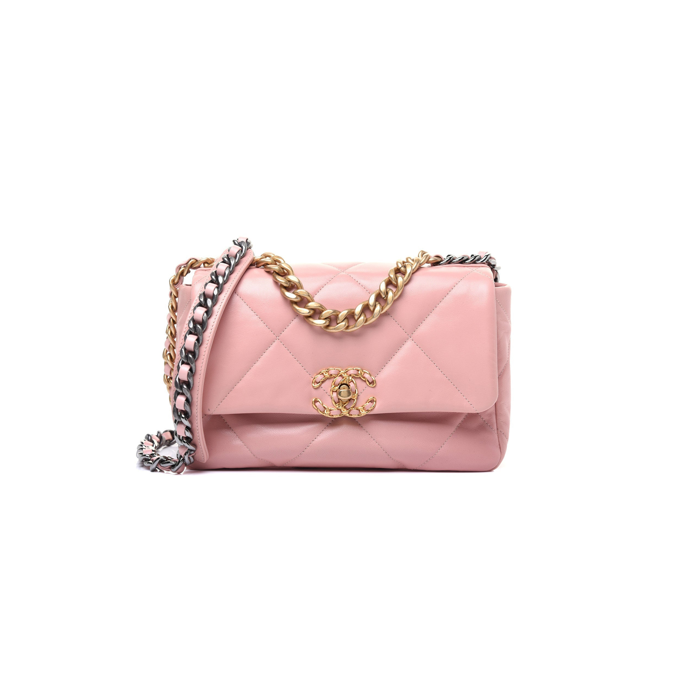 CHANEL QUILTED MEDIUM 19 FLAP LIGHT PINK (26*16*9cm) 